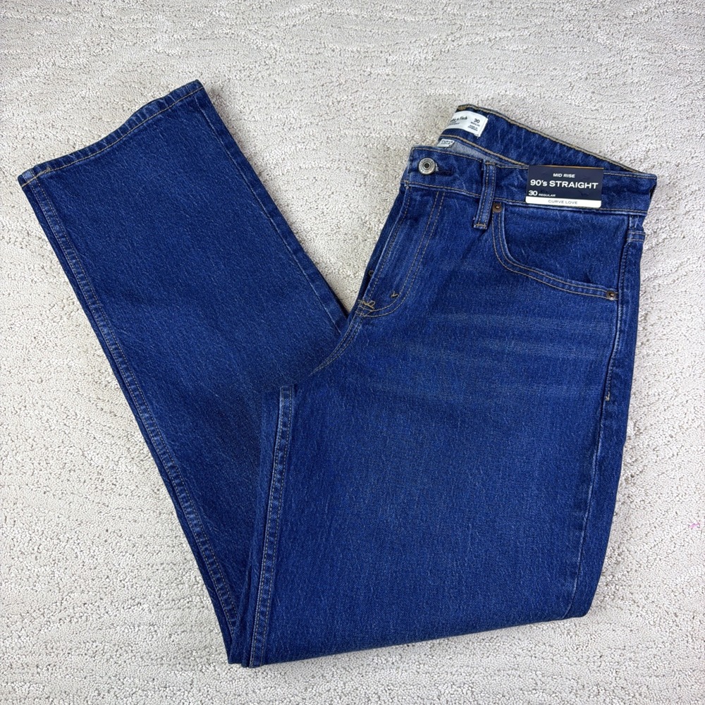 Women's NEW Abercrombie & Fitch Size 30 90s Straight Mid Rise Curve Love Jeans